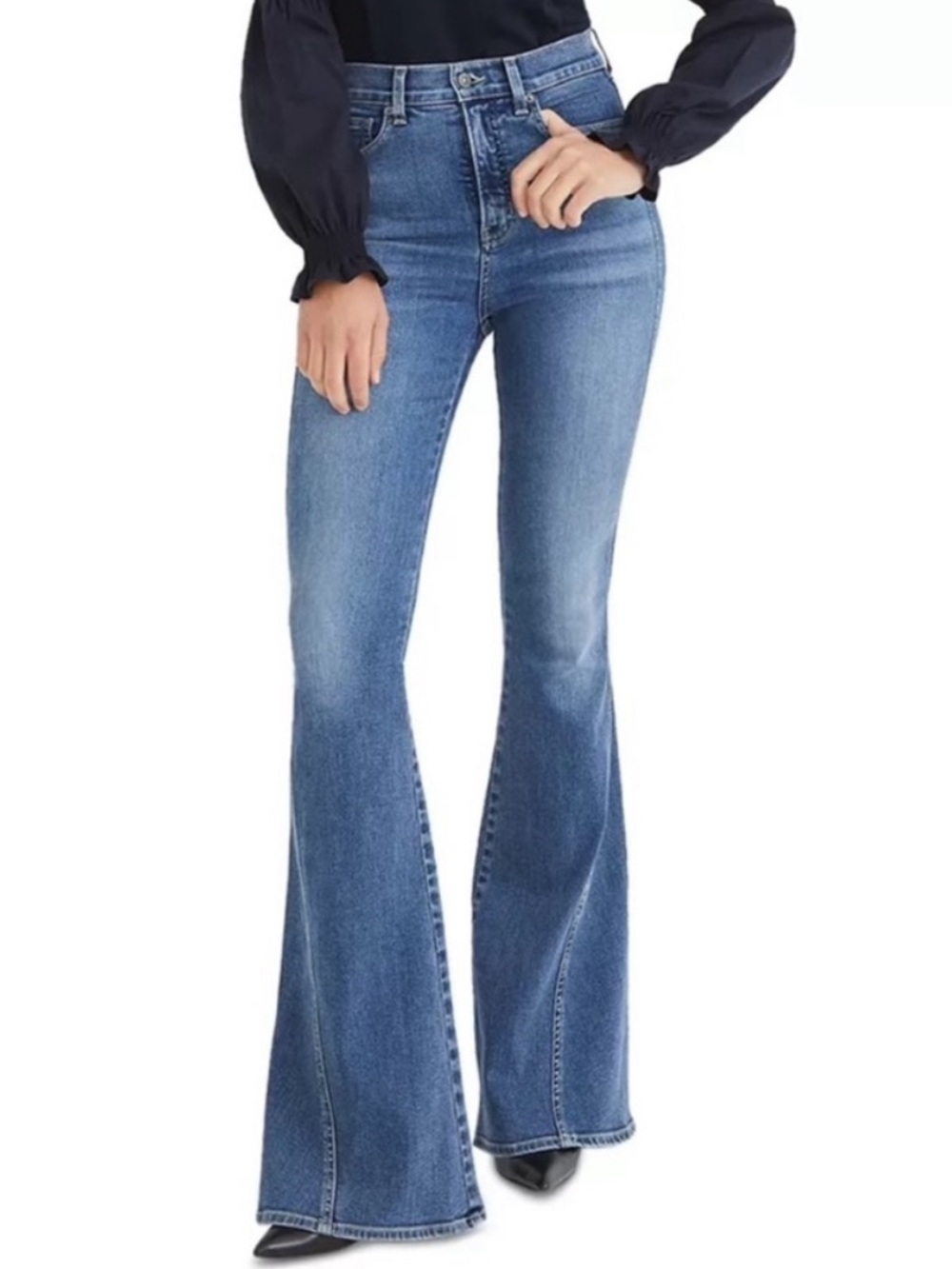 VERONICA BEARD Sheridan Exaggerated Flare Jeans Dark Hale High Rise Size 24